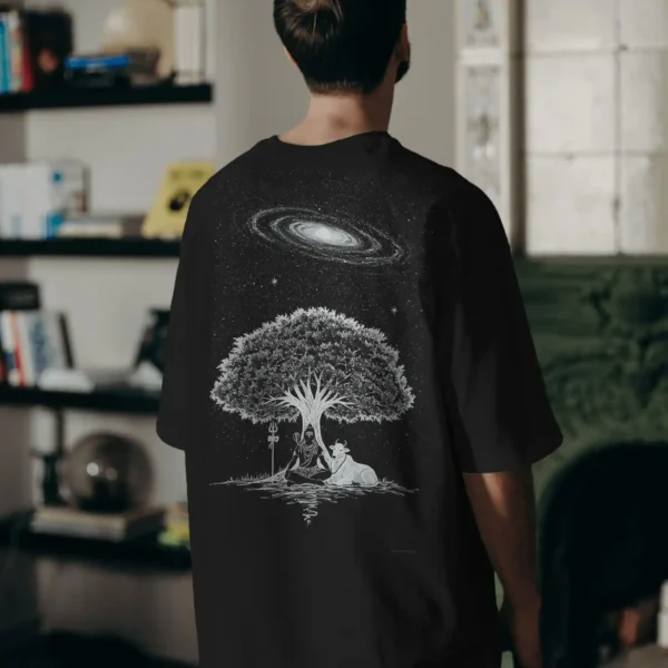 Black Tree Printed Tshirt For Men